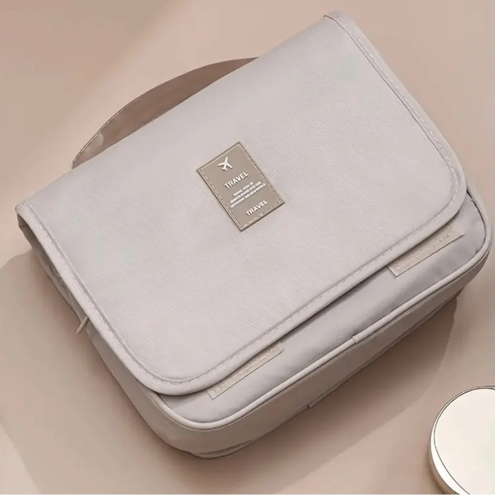 Large Capacity Waterproof Travel Toiletry Bag with Zip Closure, Foldable